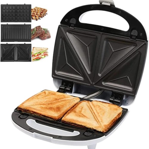 Prestige 3-in-1 Sandwich Maker – 750W, Non-Stick Grill & Waffle Plates, Black