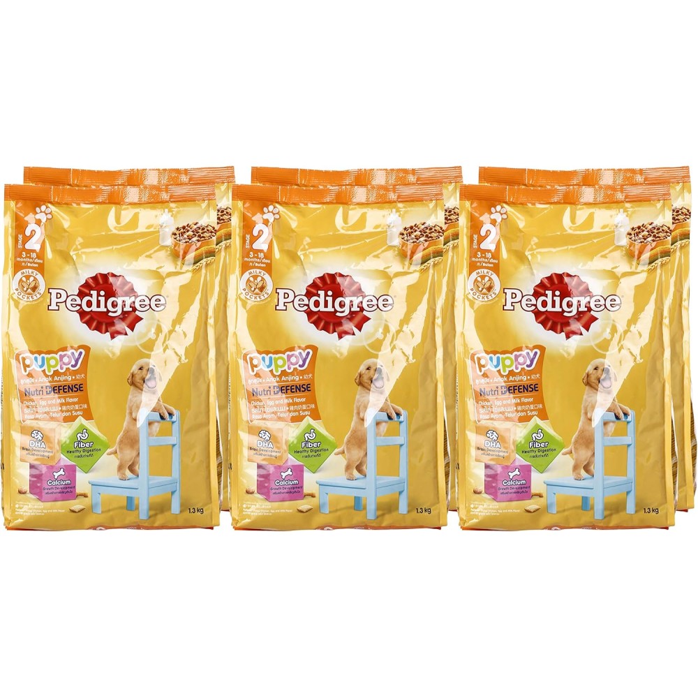 Pedigree Chicken & Eggs Dry Dog Food (Junior) - Pack of 6 | 1.5 Kg