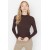 Fitted High Collar Long Sleeve Ribbed Stretchy Knitted Blouse