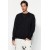 Back-Printed Black Fleece Oversized Cotton Sweatshirt – Crew Neck