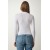 Women's White Polo Neck Corded Knitted Blouse