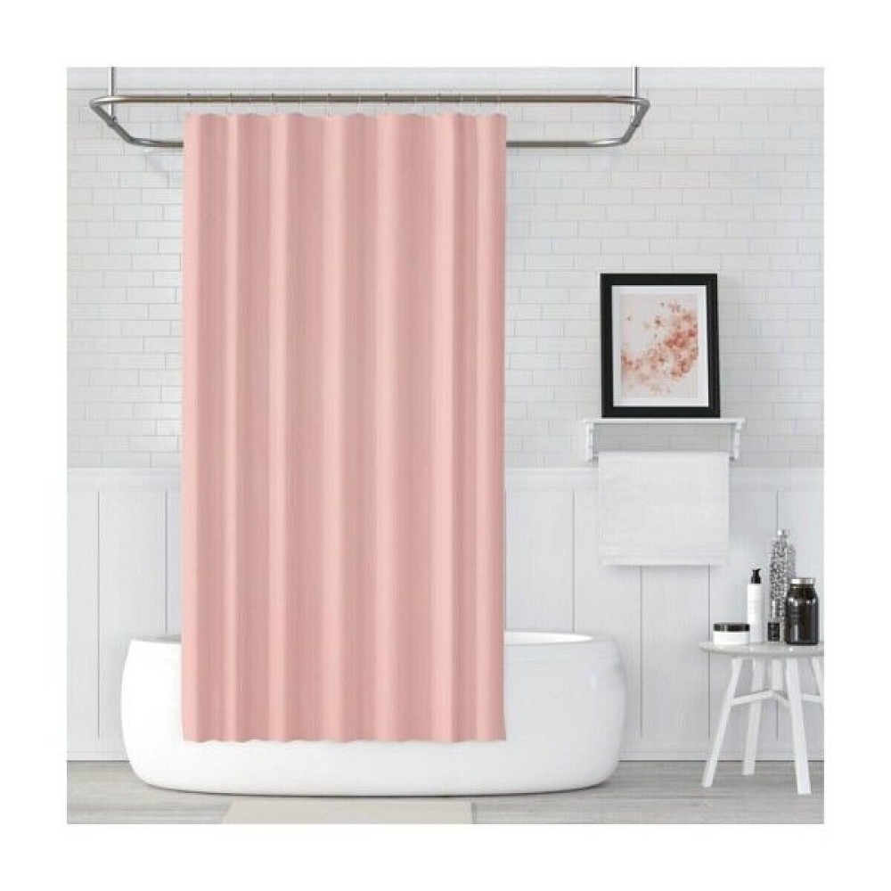 Tropikhome 180x200cm Pink Polyester Bathroom Curtain for Shower and Bathtub