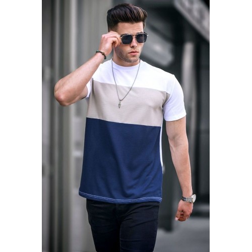 Men's Multicolor Color Blocked White T-Shirt – Comfortable & Stylish