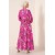 High Collar Hijab Dress – Dark Pink/Blue, Modest A-line Style