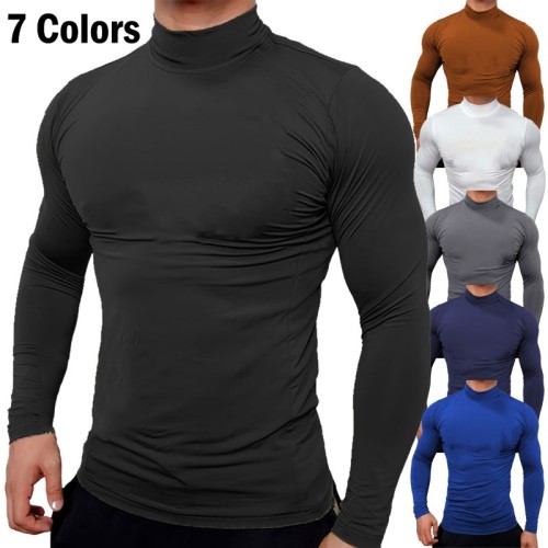 Men's Slim Fit High Neck Knit Turtleneck Sweater, Fashion Base Tee Shirt