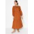 Cinnamon Collar Embroidered Half Placket Linen Look Woven Maxi Dress