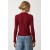 Women's Burgundy Polo Neck Corded Knitted Blouse