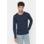 White/Navy Blue/Black Crew Neck Long Sleeve Cotton T-Shirt – 100% Cotton