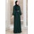 Fashion Showcase Women's Petrol Green Belt Jewelled Tulle Detail Evening Dress