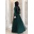 Fashion Showcase Women's Petrol Green Belt Jewelled Tulle Detail Evening Dress