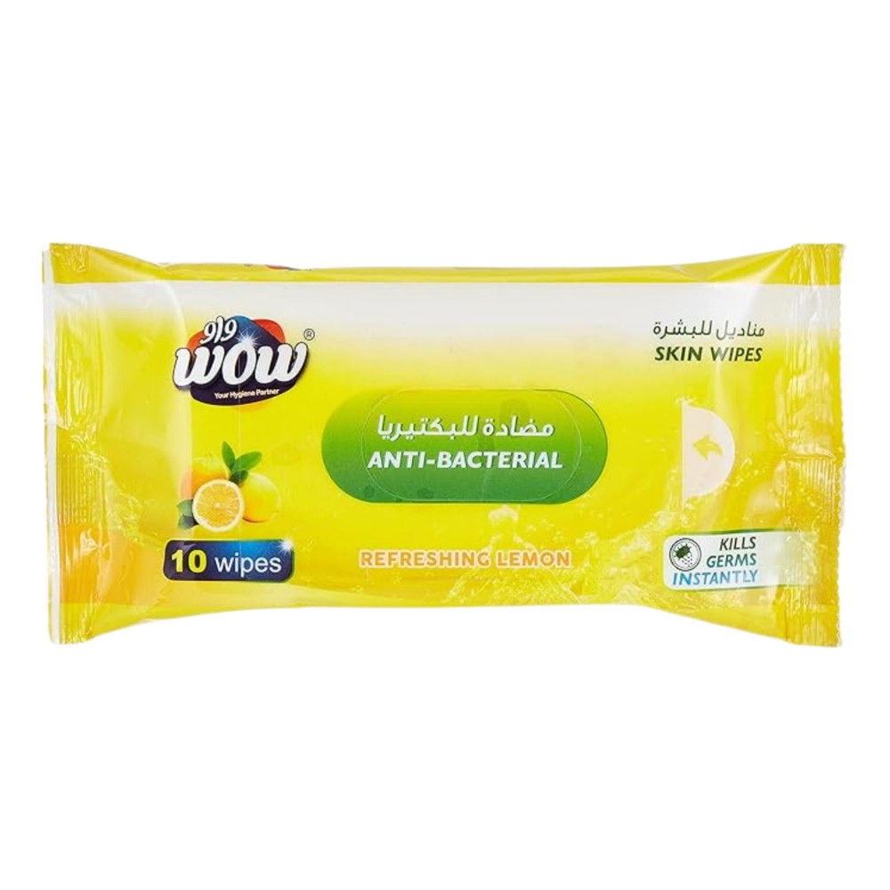 Refreshing Lemon Antibacterial Skin Wipes – 10-Count Pack