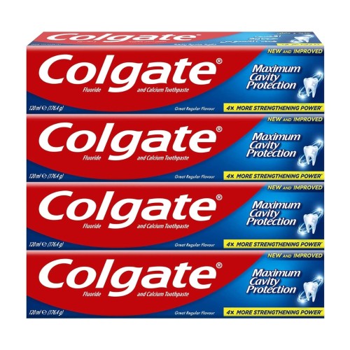 Colgate Maximum Cavity Protection Toothpaste – Regular Flavor, 120ml (4-Pack)