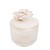 Elegant White Magnolia Flower Trinket Glass Jar with Ceramic Lid