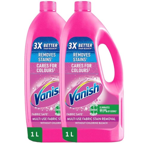 Vanish Fabric Stain Remover 2 x 1L - Twin Pack for Effective Fabric Care