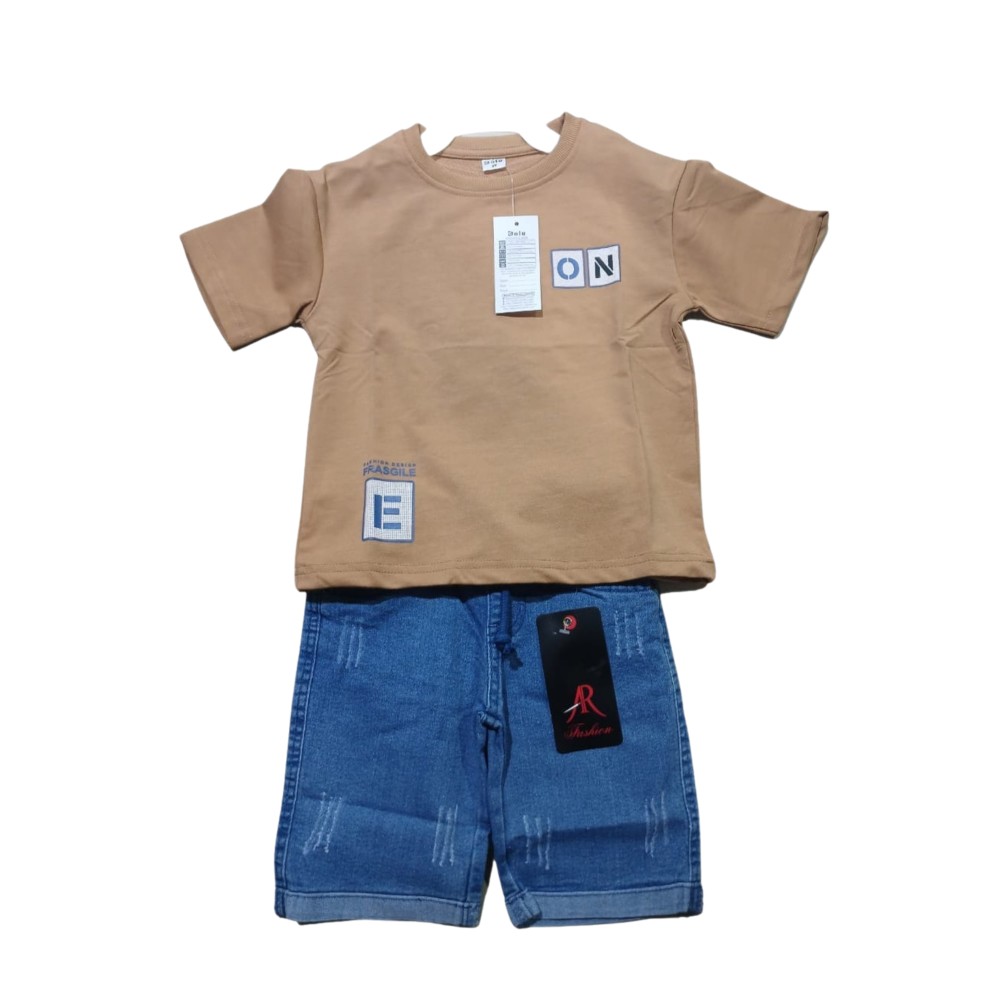 Toddler Brown T-Shirt & Denim Shorts