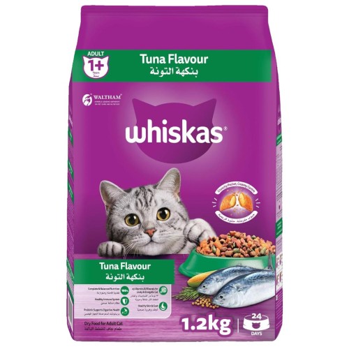 Whiskas Tuna Dry Cat Food - 1.2Kg Bag, Complete Nutrition & Delicious Taste for Cats 1+ Years