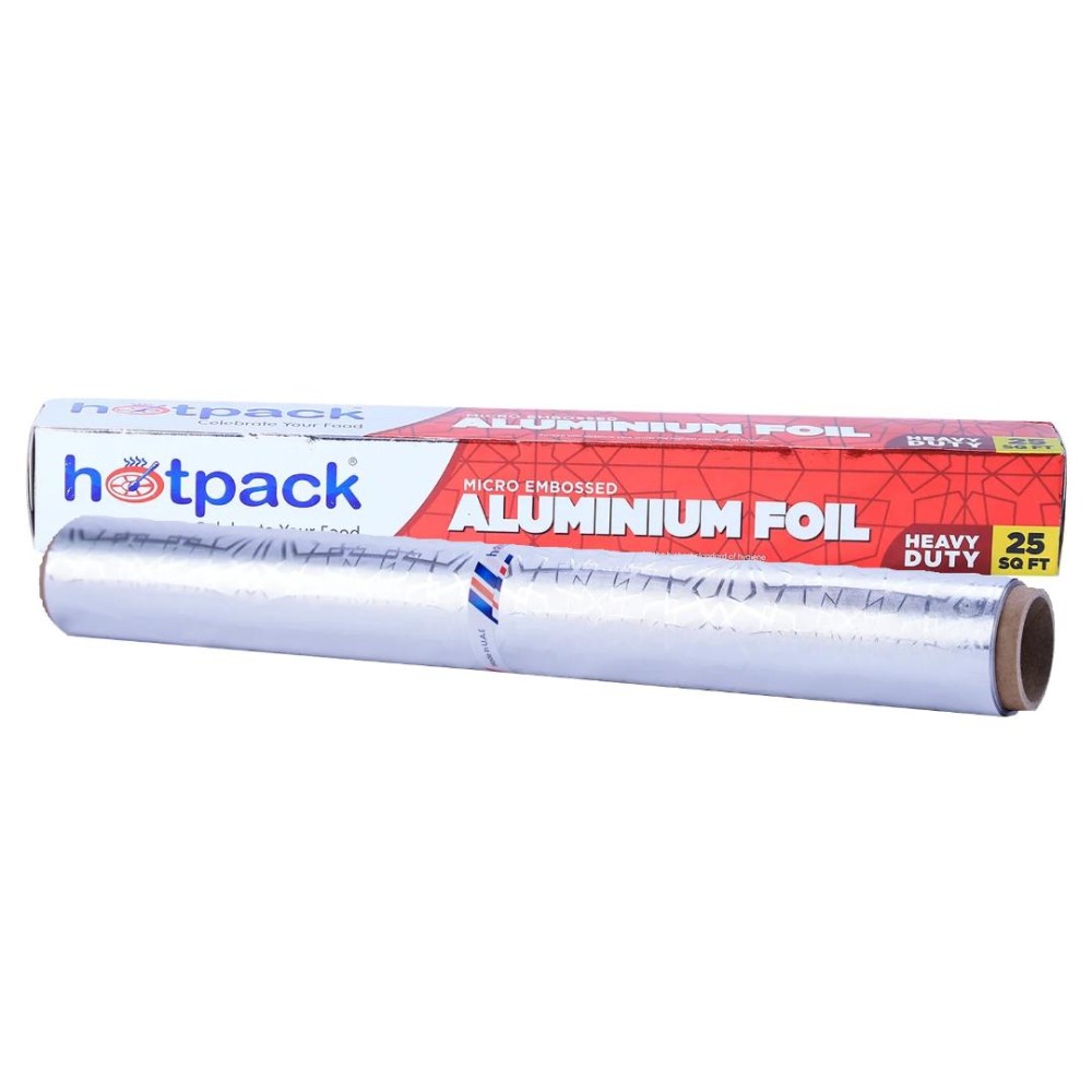 Hotpack Embossed Aluminium Foil Roll - 25 Sqft | Heavy-Duty & Durable