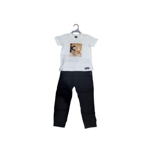 Boys Classic White and Black 2-Piece Set (2-12 Years) – T-Shirt and Pants