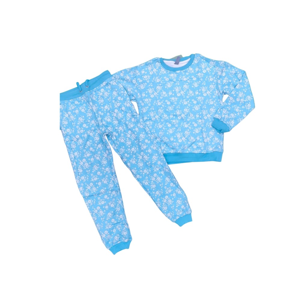 Charming Blue Pajama Set for Girls (2-13 Years) - 2-Piece Cozy Sleepwear