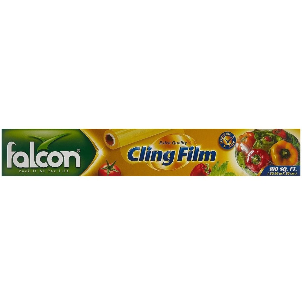 Falcon Cling Film - 100 Sq.ft (30.96m x 30cm) | Food Freshness & Easy Wrapping