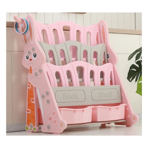 Kids Colorful 2-in-1 Bookshelf with Sling Design - Children's Bookcase and Toy Storage Cabinet