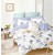 King Size Hawaiian Blue Floral Buds Comforter Set - 6pcs Bedding with Tufted Pillowcases