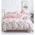 King Size Pink Floral with Leaves Comforter Set - 6pcs Bedding with Tufted Pillowcases