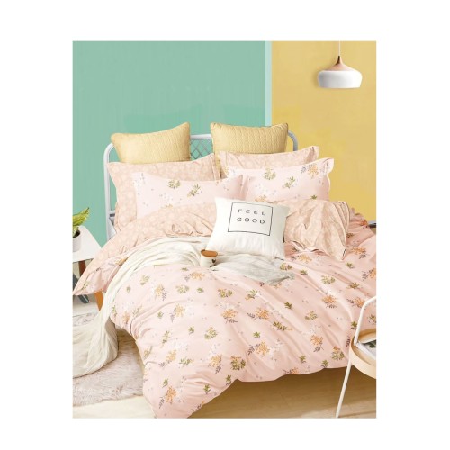 King Size Tiny Floral Bunch with Leaves Comforter Set - 6pcs Bedding with Tufted Pillowcases