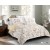 King Size Brown Maple Leaves Printed White Comforter Set - 6pcs Bedding with Tufted Pillowcases