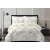 King Size Ivory Comforter Set with Flower Vines Print - 6pcs Bedding with Tufted Pillowcases