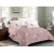 King Size White Comforter Set with Floral Print & Thulian Pink Accents - 6pcs Bedding with Tufted Pillowcases