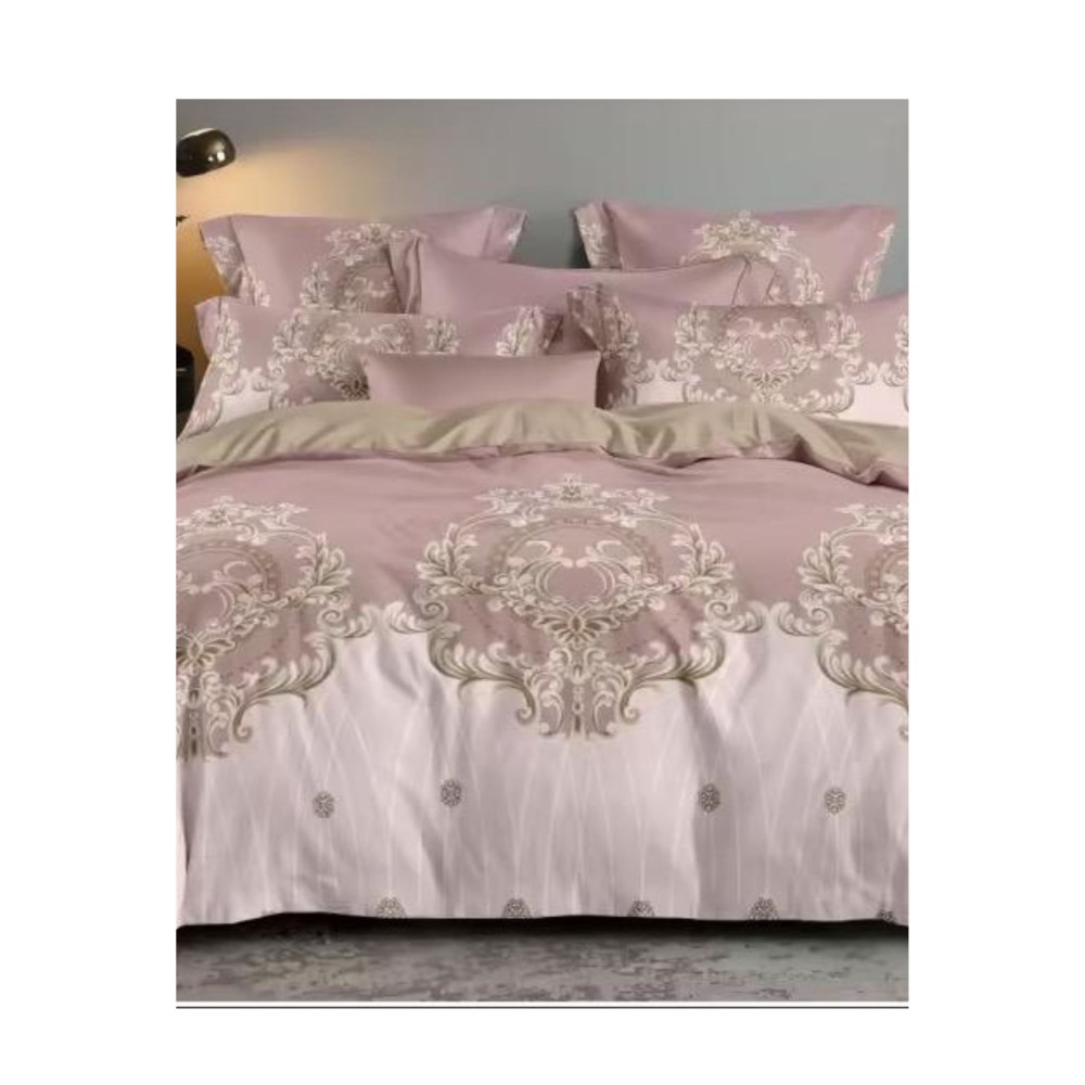 King Size Royal Style Thulian Pink Comforter Set - 6pcs Bedding with Tufted Pillowcases