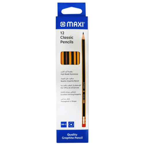 Maxi Classic Pencils - Pack of 12 Durable and Smooth Writing Pencils