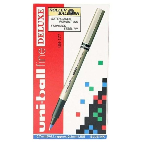 Uni-Ball Fine Deluxe Tip 0.7mm Rollerball Pens (Black/Blue/Red)