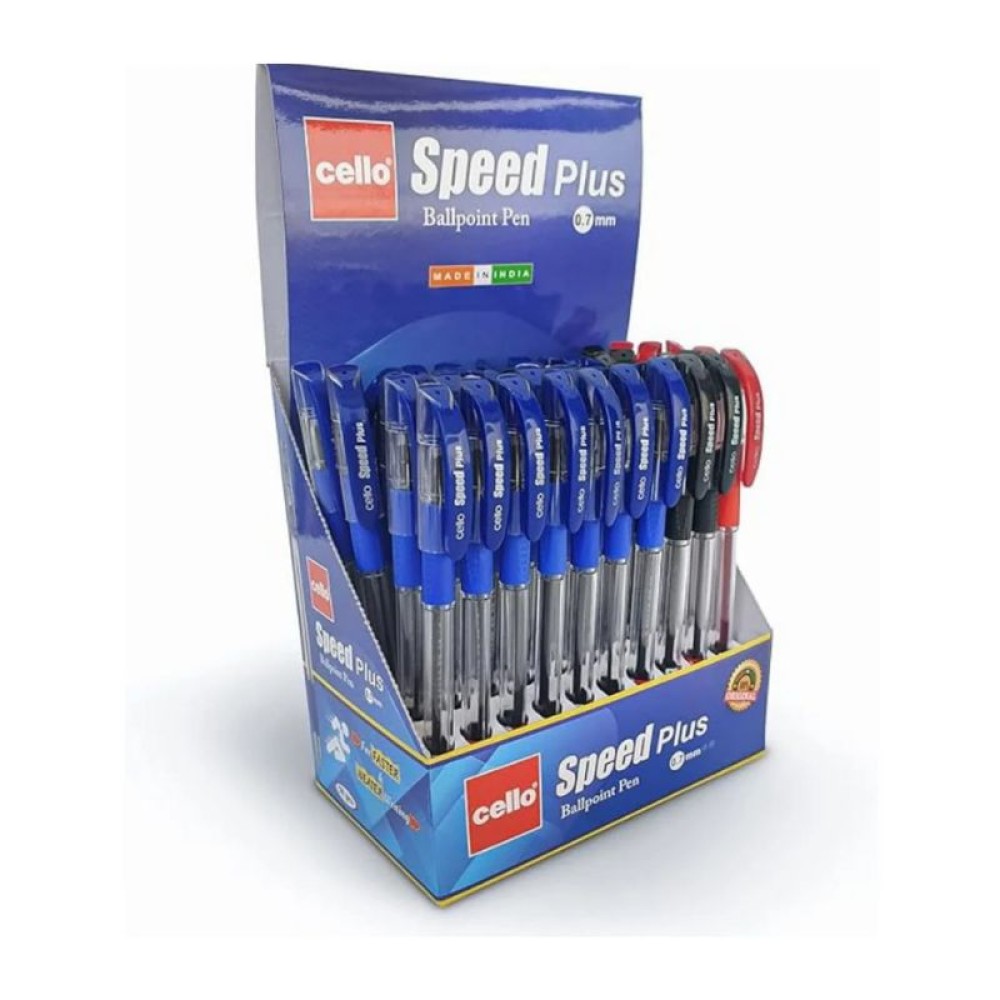 Cello Ball Pen Speed Plus 0.7mm (Box Of 50 Pcs) (Black/Blue/Multicolor)