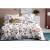 King Size Floral Printed Icy White & Silver Comforter Set - 6pcs Bedding with Tufted Pillowcases