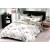 King Size Flower Vines Printed Ivory & Moss Green Comforter Set - 6pcs Bedding with Tufted Pillowcases