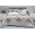 King Size Silver Comforter Set with Light Red Flower Bunches - 6pcs Bedding with Tufted Pillowcases