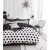 King Size Black & White Comforter Set with Black Star Print - 6pcs Bedding with Tufted Pillowcases