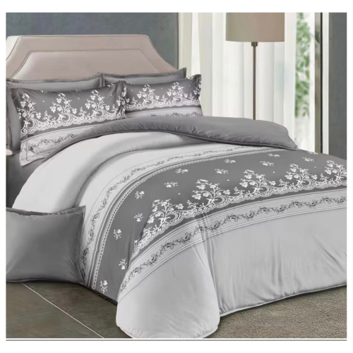 King Size Floral Vines Comforter Set - Anchor & Harbour Gray Mix - 6pcs with Tufted Pillowcases