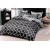 King Size White Shapes with Black & Gray Comforter Set - 6pcs with Tufted Pillowcases