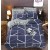 King Size White Shaped Line Print Denim Blue Comforter Set - 6pcs with Tufted Pillowcases