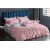 King Size White Line Print in Thulian Pink Comforter Set - 6pcs with Tufted Pillowcases