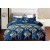 King Size Peach Royal Design Print in Prussian Blue Comforter Set - 6pcs with Tufted Pillowcases