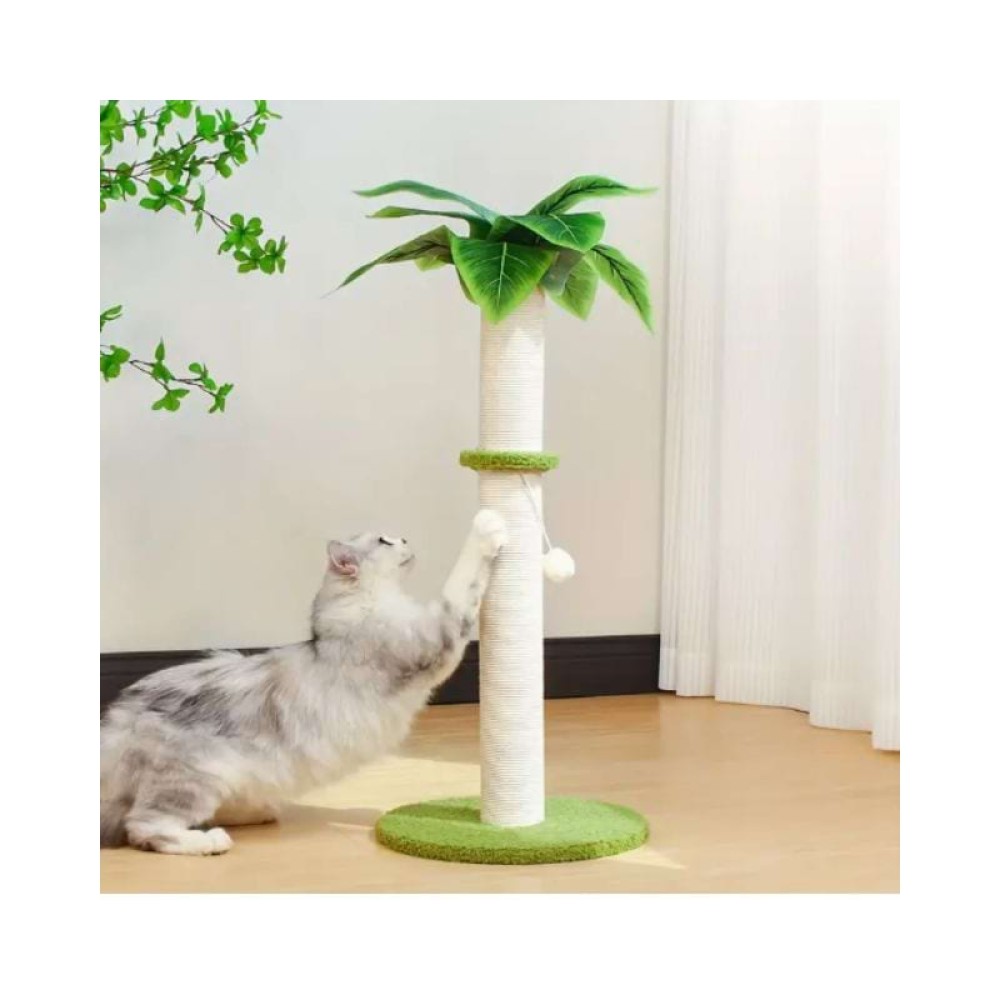 Multi-Functional Standing Cat Scratcher Column with Hanging Toy