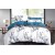 King Size Petunia Flower Branches White Comforter Set with Tufted Pacific Blue Pillowcases