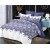 King Size Blue Geo Pattern in White Comforter Set - 6pcs with Tufted Pillowcases