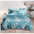 King Size Pine Green Comforter Set with White Flower Vines and Tufted Pillowcases