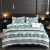 King Size Comforter Set with Green Paisley, Black Lines, and White Tufted Pillowcases