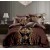 King Size Gold Royal Design Comforter Set - Chocolate Brown, 6pcs with Tufted Pillowcases